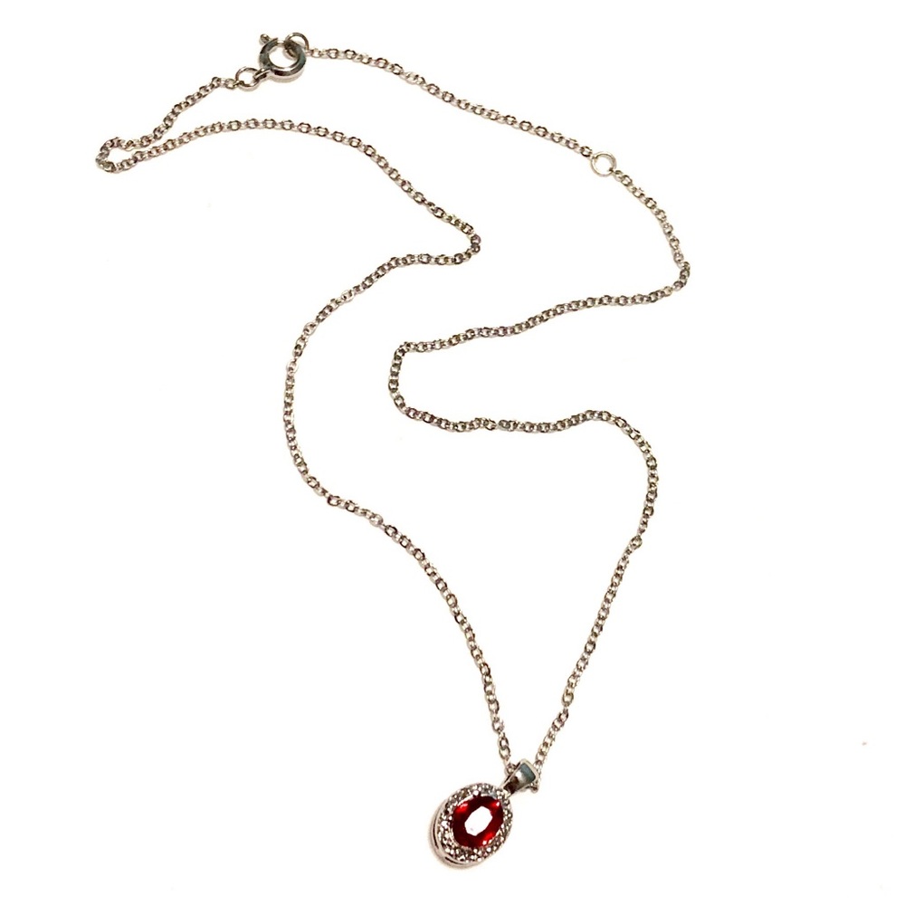 NWOT Garnet Pendant Silver Necklace